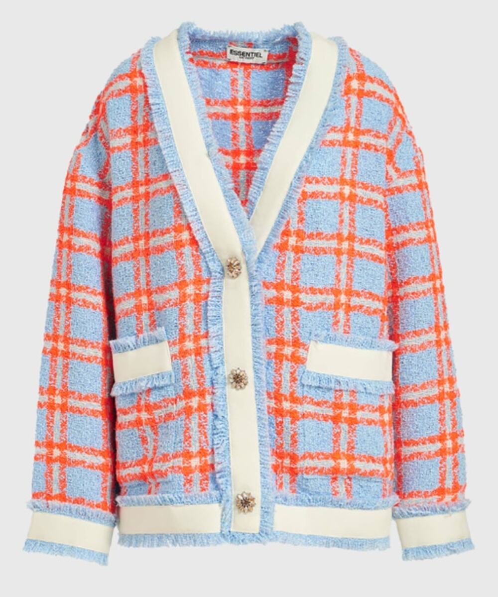 Essentiel Antwerp Folivia Oversized Check Cardigan Jacket size L large